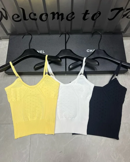 Premium Chanel Hosenträger Gelbe Strickkollektion