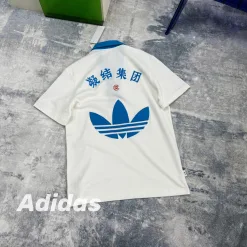 Premium Qualität Adidas Kurzarm Navy Baumwolle Stickerei Luxus