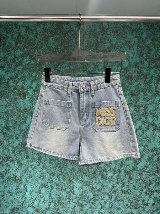 Hochwertige Dior-Shorts im bestickten Denim-Stil