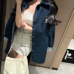 Bestseller Dior Hemd Blue Denim Bestickt Luxus