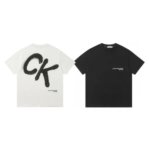 Luxus Calvin Klein Kurzarm Schwarz Baumwolle Klassischer Stil