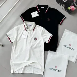 Luxus-Poloshirt von Moncler aus weißer Baumwolle, Casual Collection