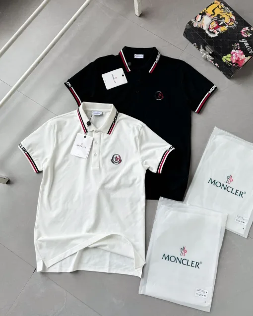 Luxus-Poloshirt von Moncler aus weißer Baumwolle, Casual Collection