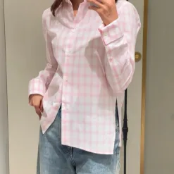 Hochwertiges Loewe-Hemd in Pink Plaid-Kollektion