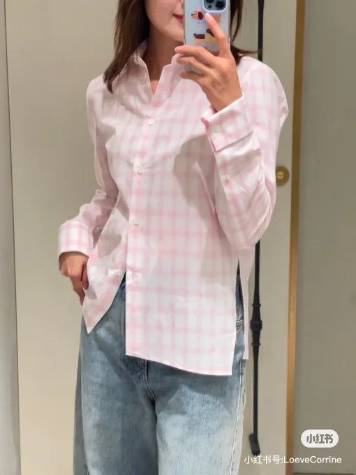 Hochwertiges Loewe-Hemd in Pink Plaid-Kollektion