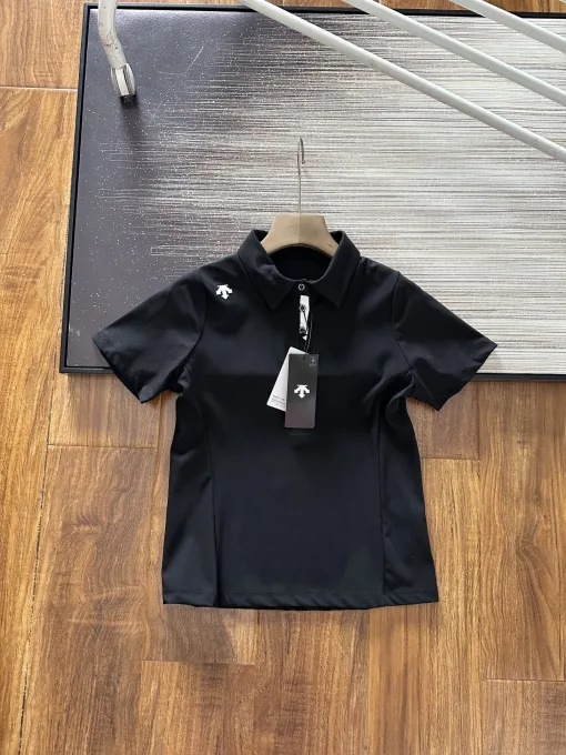 Luxus Descente Kurzarm Schwarz Baumwolle Sportlicher Stil