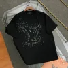 Hochwertiges Louis Vuitton Kurzarm-Logo-Design aus schwarzer Baumwolle