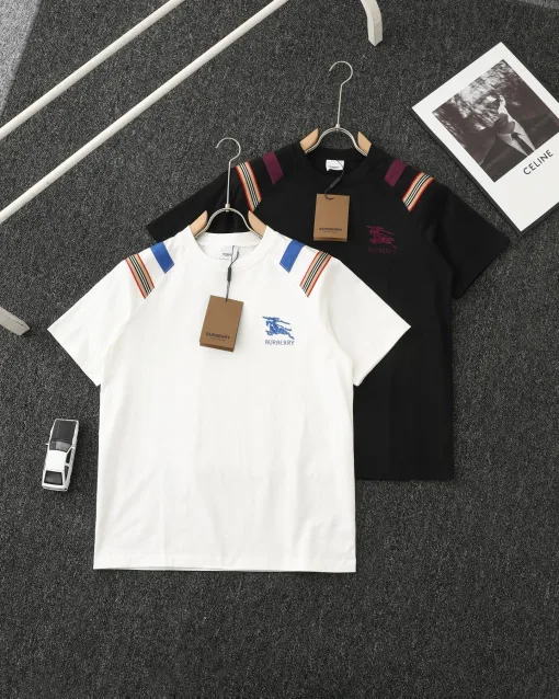 Bestseller Burberry Kurzarm Weiß Baumwolle Patchwork Luxus