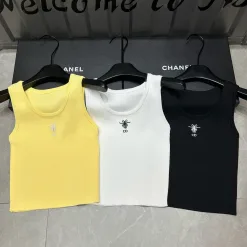 Luxus-Dior-Weste aus gelber Strickstickerei-Kollektion