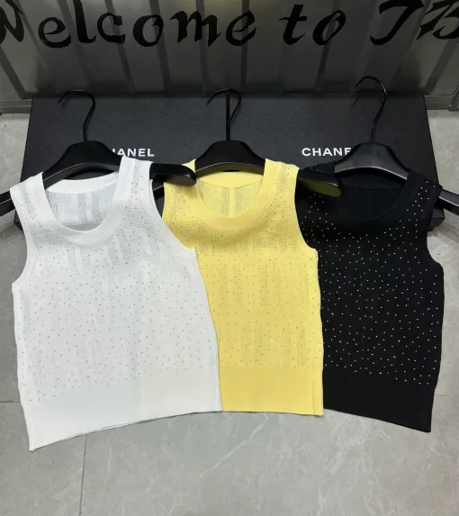 Luxus Fendi Weste Weiß Strick Jacquard Luxus