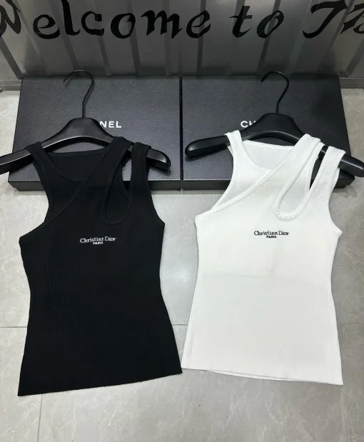 Bestseller Dior Weste Schwarz Strick Monogramm Stil
