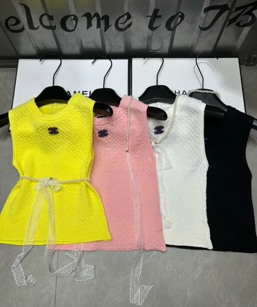 Chanel Weste in Premiumqualität, Gelb, Strick, Luxus