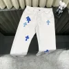 Luxus Chrome Hearts Jeans Weiß Leder Gewaschen Luxus