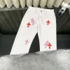 Premium Chrome Hearts Jeans White Leather Washed Kollektion