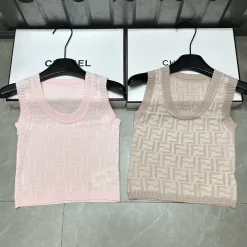 Hochwertige Fendi Weste im rosa Strick-Jacquard-Stil
