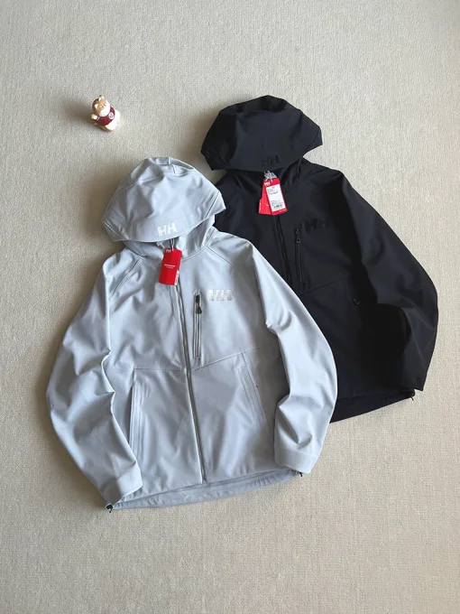 Hochwertiger Helly Hansen Mantel Schwarz Fleece Atmungsaktiver Stil