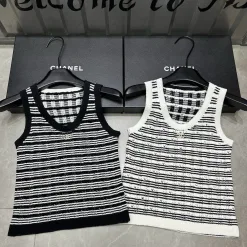 Bestseller Chanel Weste Schwarz Strick Gestreift Kollektion