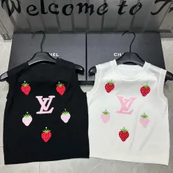 Bestseller Louis Vuitton Weste Schwarz Strick Stickerei Stil