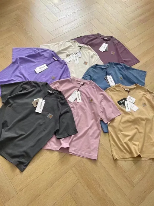 Hochwertige Carhartt Kurzarmhemd Beige Baumwolle gewaschen Luxus