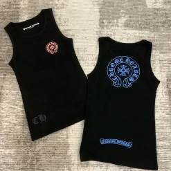 Hochwertige Weste von Chrome Hearts in Blaudruck-Kollektion