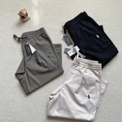 Hochwertige Ralph Lauren-Hose aus schwarzer Leinen-Kollektion mit Stickerei