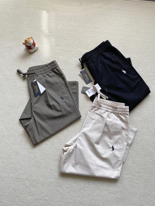 Hochwertige Ralph Lauren-Hose aus schwarzer Leinen-Kollektion mit Stickerei