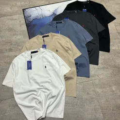 Hochwertige Ralph Lauren Kurzarm-Kollektion aus schwarzer Baumwolle mit Stickerei
