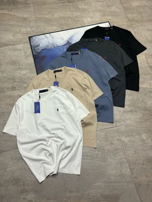 Hochwertige Ralph Lauren Kurzarm-Kollektion aus schwarzer Baumwolle mit Stickerei