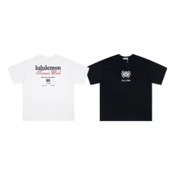 Hochwertiges Lululemon Kurzarmshirt Weiß Baumwolle Logo Luxus