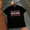 Luxus Miu Miu Kurzarm Schwarz Baumwolle Bestickt Luxus