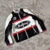 Hochwertige Adidas Jacken Schwarz Leder Stickerei Luxus