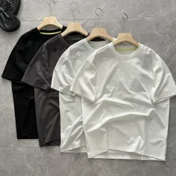 Luxus Descente Kurzarmhemd Schwarz Baumwolle Minimalistischer Luxus