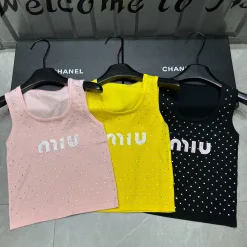 Luxuriöse Miu Miu Weste im rosa Strick-Logo-Stil