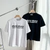 Bestseller Miu Miu Kurzarm Schwarz Baumwolle Logo Luxus