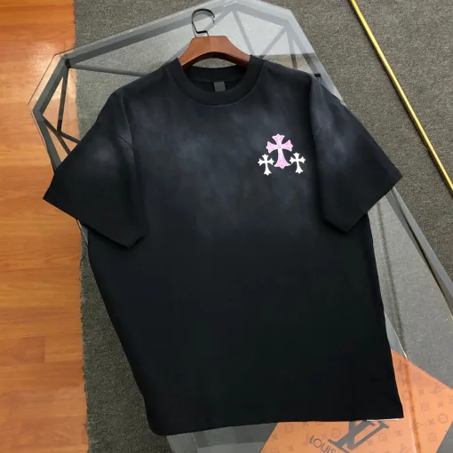Luxus Chrome Hearts Kurzarm Schwarz gewaschen Luxus