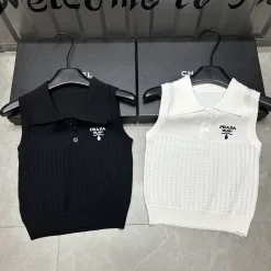 Bestseller Prada Weste Schwarz Strick Logo Kollektion