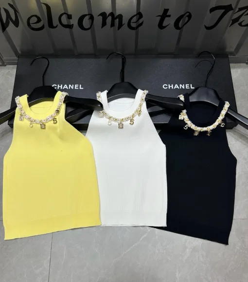 Premium Chanel Weste Gelb Strickstil
