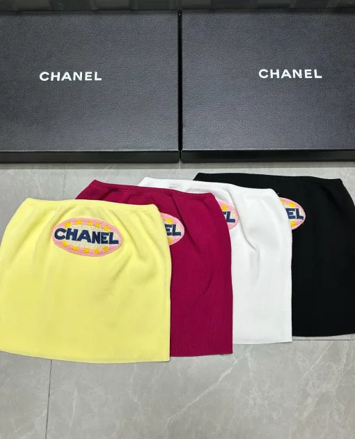 Hochwertige Chanel Weste Gelb Strick Bestickt Luxus