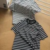 Hochwertiges Ralph Lauren Kurzarm-T-Shirt aus schwarzer Baumwolle mit Streifen