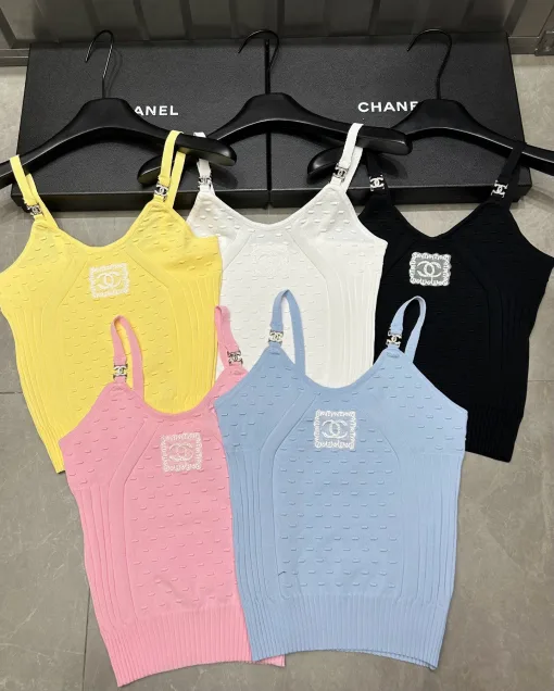 Premium Chanel Hosenträger Gelb Strick Luxus