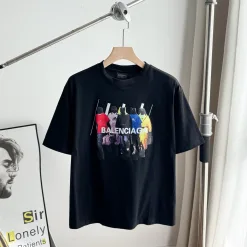 Hochwertiges Balenciaga Kurzarmhemd Schwarz Logo Kollektion