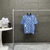 Hochwertiger Louis Vuitton Kurzarm Blauer Strick Monogramm Stil
