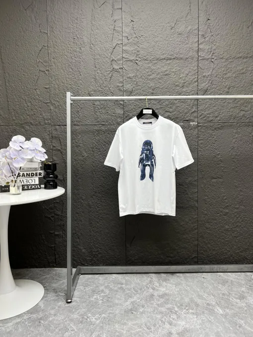 Premium Louis Vuitton Kurzarm-Logo-Kollektion aus schwarzer Baumwolle