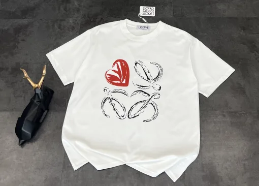 Luxus Loewe Kurzarm Rot Grafik Luxus