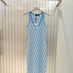 Hochwertige Fendi Weste Blau Strick Monogramm Luxus