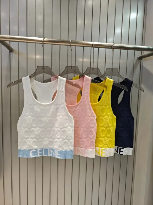 Hochwertige Celine-Weste im gelben Jacquard-Strickstil