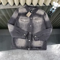 Luxus Balenciaga Mantel Schwarz Denim Washed Style