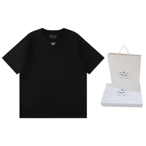 Hochwertige Prada Kurzarm Baumwolle Klassischer Stil