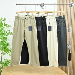Hochwertige Louis Vuitton Cropped Pants Khaki Leder Casual Style