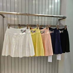 Hochwertiger Thom Browne Faltenrock aus weißer Strickstickerei-Kollektion